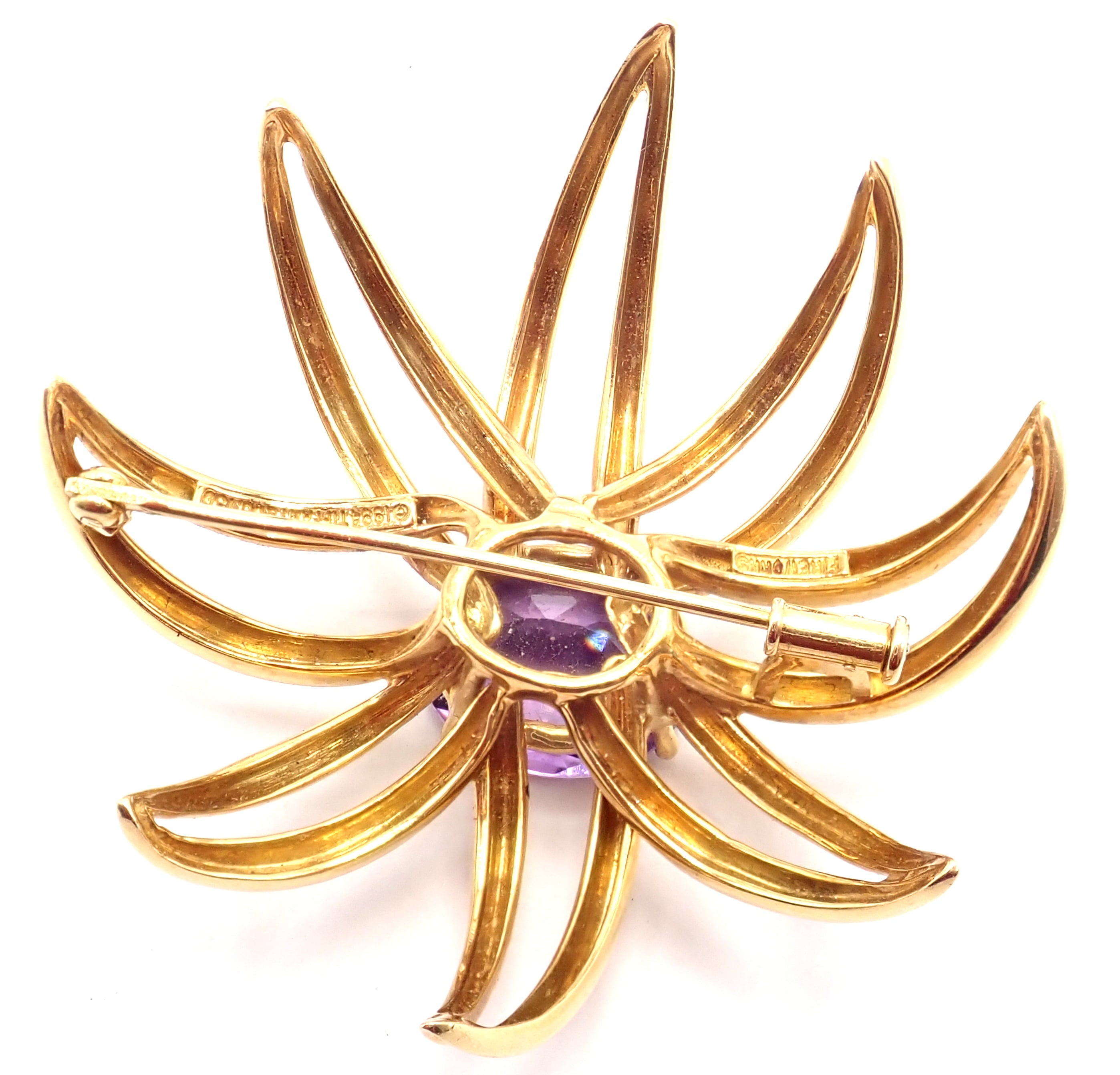 Tiffany & Co. Jewelry & Watches:Fine Jewelry:Brooches & Pins Authentic! Tiffany & Co Fireworks 18k Yellow Gold Amethyst Pin Brooch 1994