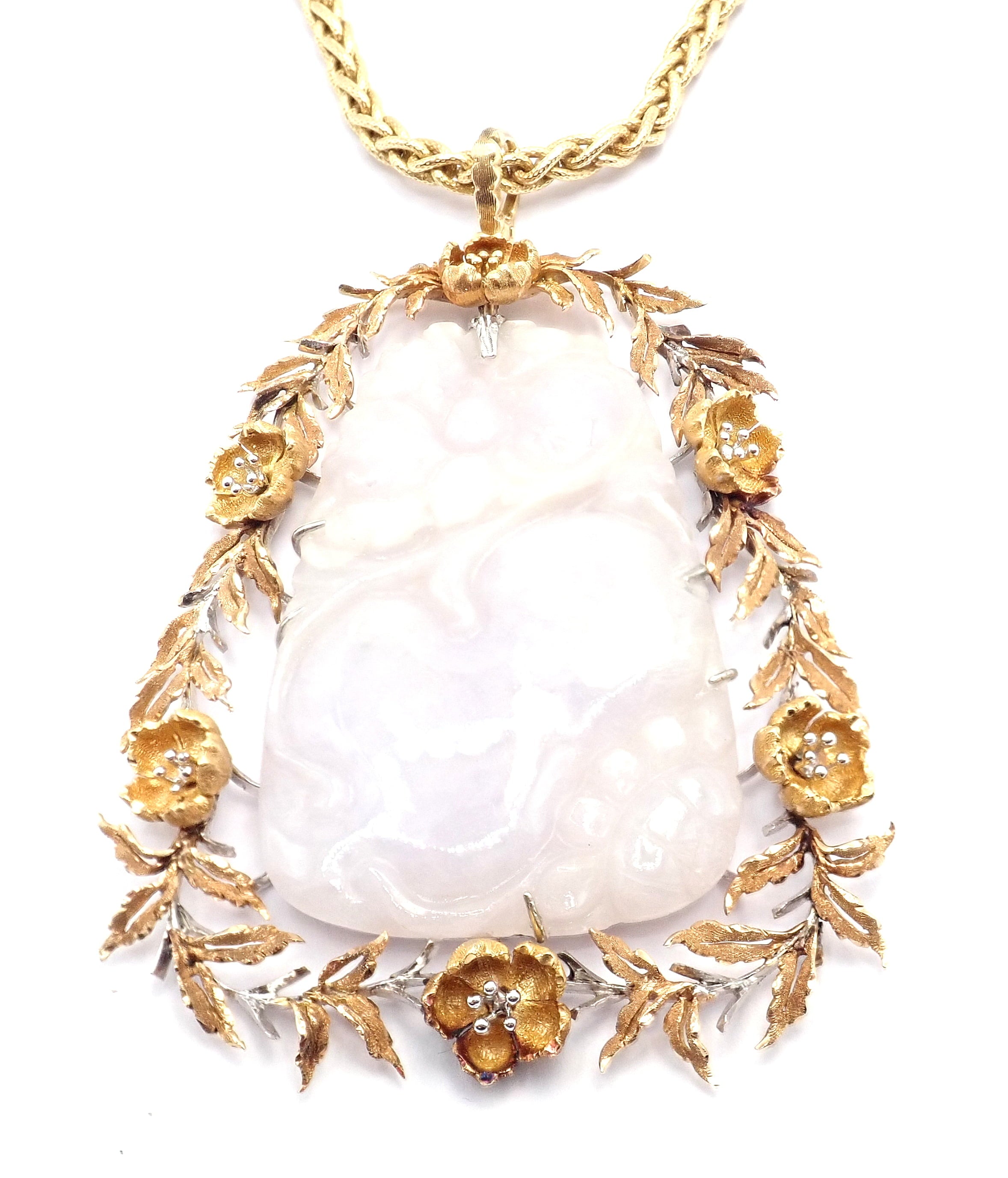 Buccellati Jewelry & Watches:Fine Jewelry:Necklaces & Pendants Authentic! Vintage Buccellati 18k Yellow Gold Lavender Jade Pendant Necklace