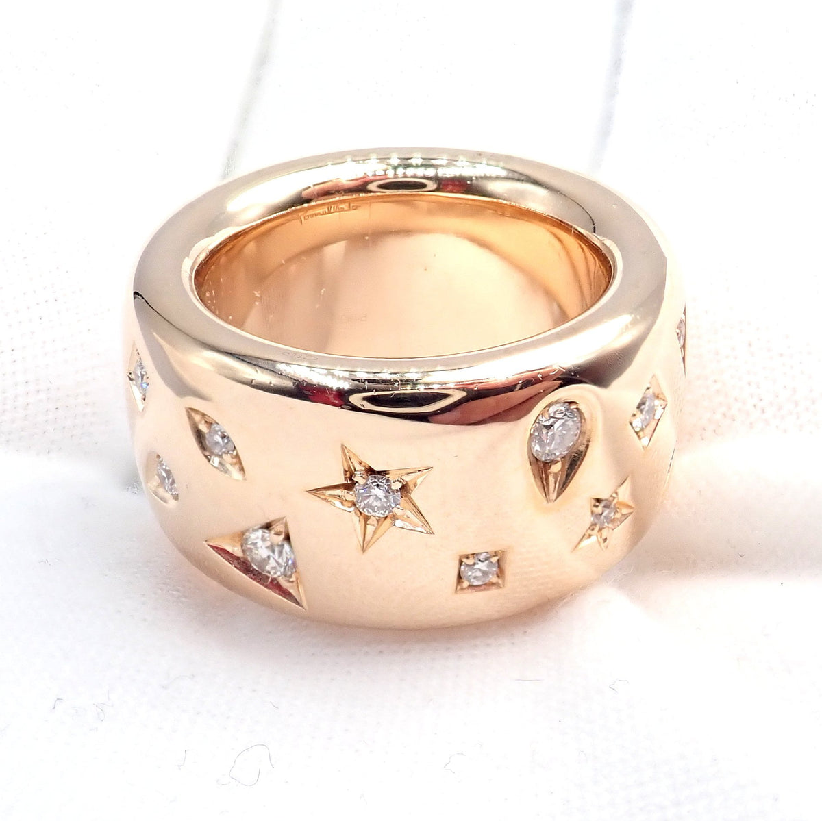 Pomellato Jewelry & Watches:Fine Jewelry:Rings Rare! Pomellato 18k Rose Gold Diamond Wide Band Maxi Iconica Ring 52 6