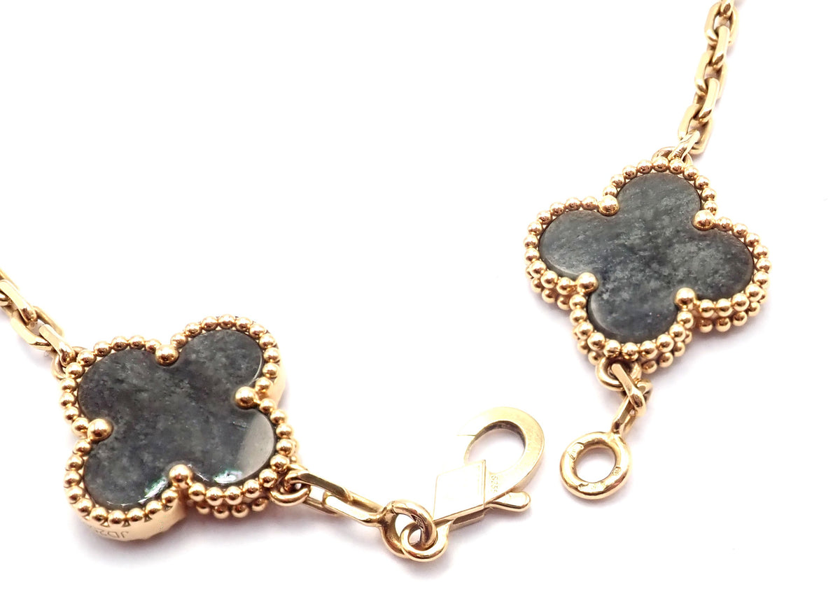 Van Cleef & Arpels Jewelry & Watches:Fine Jewelry:Bracelets & Charms Authentic! Van Cleef & Arpels Alhambra 18k Rose Gold Obsidian Bracelet Cert.
