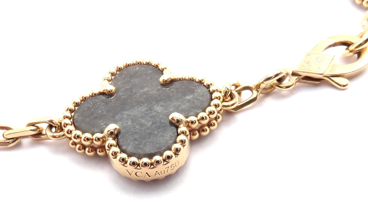 Van Cleef & Arpels Jewelry & Watches:Fine Jewelry:Bracelets & Charms Authentic! Van Cleef & Arpels Alhambra 18k Rose Gold Obsidian Bracelet Cert.