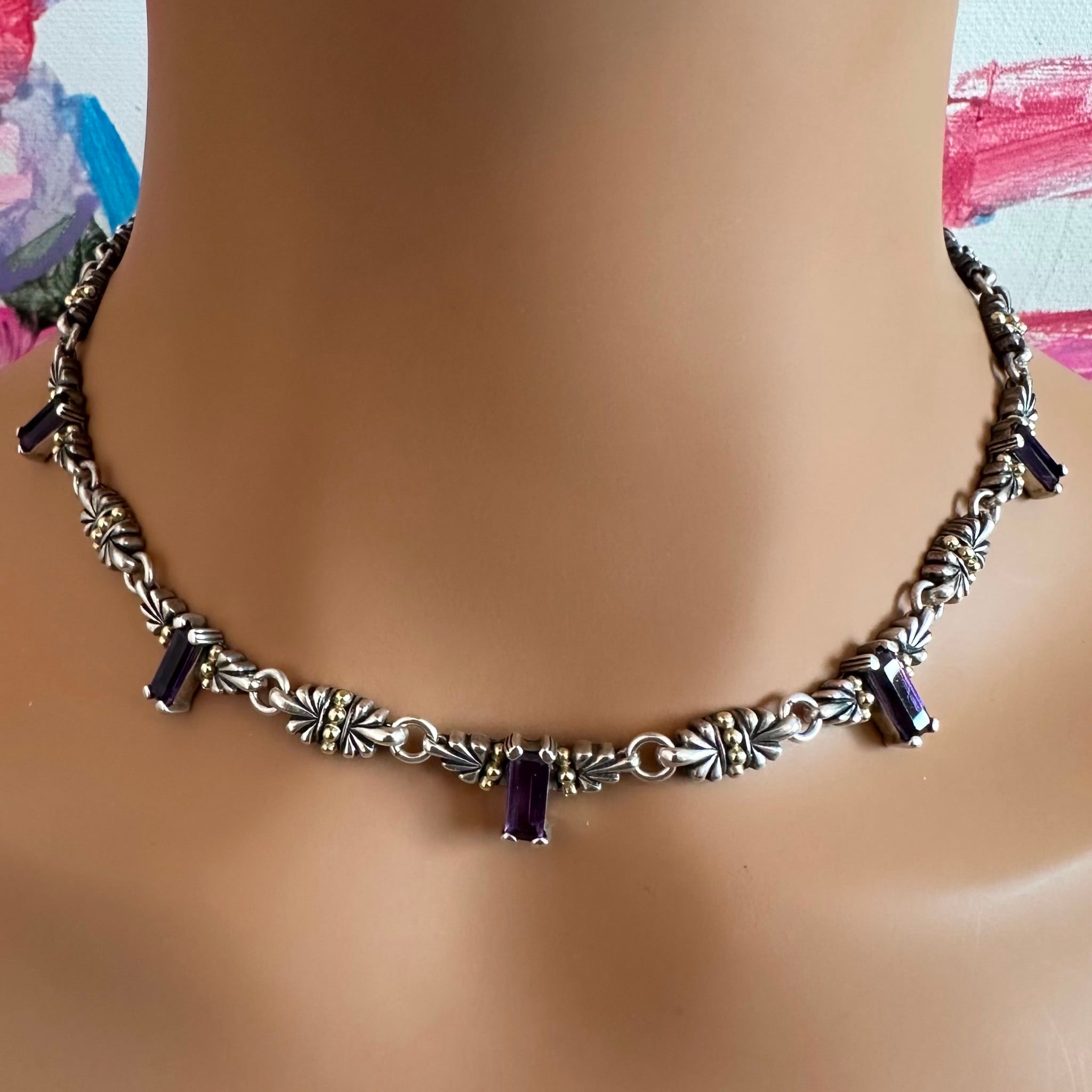 Lagos Jewelry & Watches:Fine Jewelry:Necklaces & Pendants Authentic! Lagos Caviar Silver + 18k Yellow Gold Amethyst Necklace