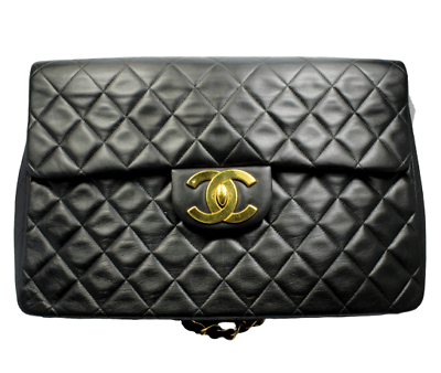 CHANEL Clothing, Shoes & Accessories:Women:Women's Bags & Handbags 1995 Chanel Jumbo XL Maxi Black Quilted Lambskin Single Flap Handbag Purse