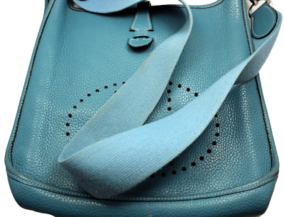 Hermes Bleu Electric Clemence Leather Evelyne PM I Bag - Yoogi's Closet