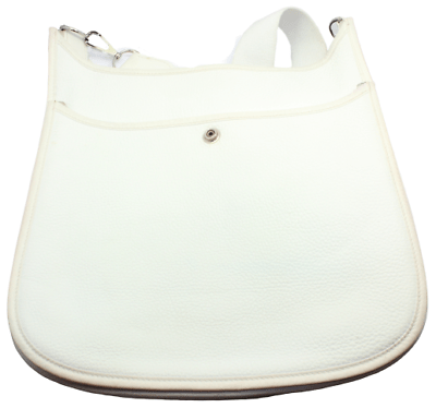 Hermes Clothing, Shoes & Accessories:Women:Women's Bags & Handbags Authentic! Hermes Evelyne Parchment White Clemence Leather PM Handbag Purse