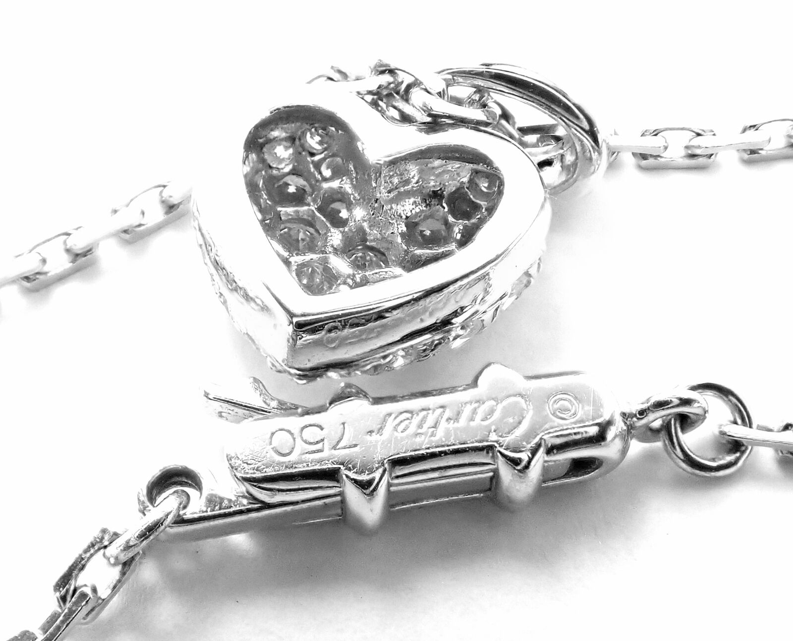 Cartier Jewelry & Watches:Fine Jewelry:Necklaces & Pendants Authentic! Cartier 18k White Gold Diamond Pavé Small Heart Pendant Necklace