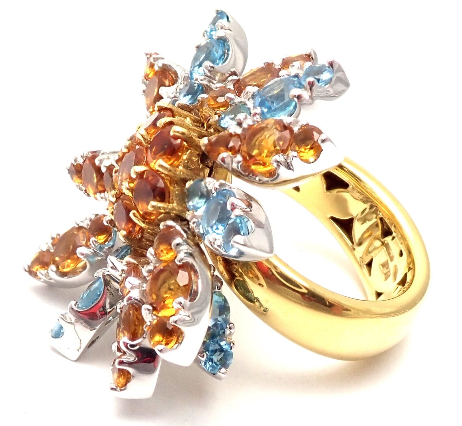 PASQUALE BRUNI Jewelry & Watches:Fine Jewelry:Rings New! Authentic Pasquale Bruni Margherita 18k Yellow Gold Citrine Blue Topaz Ring