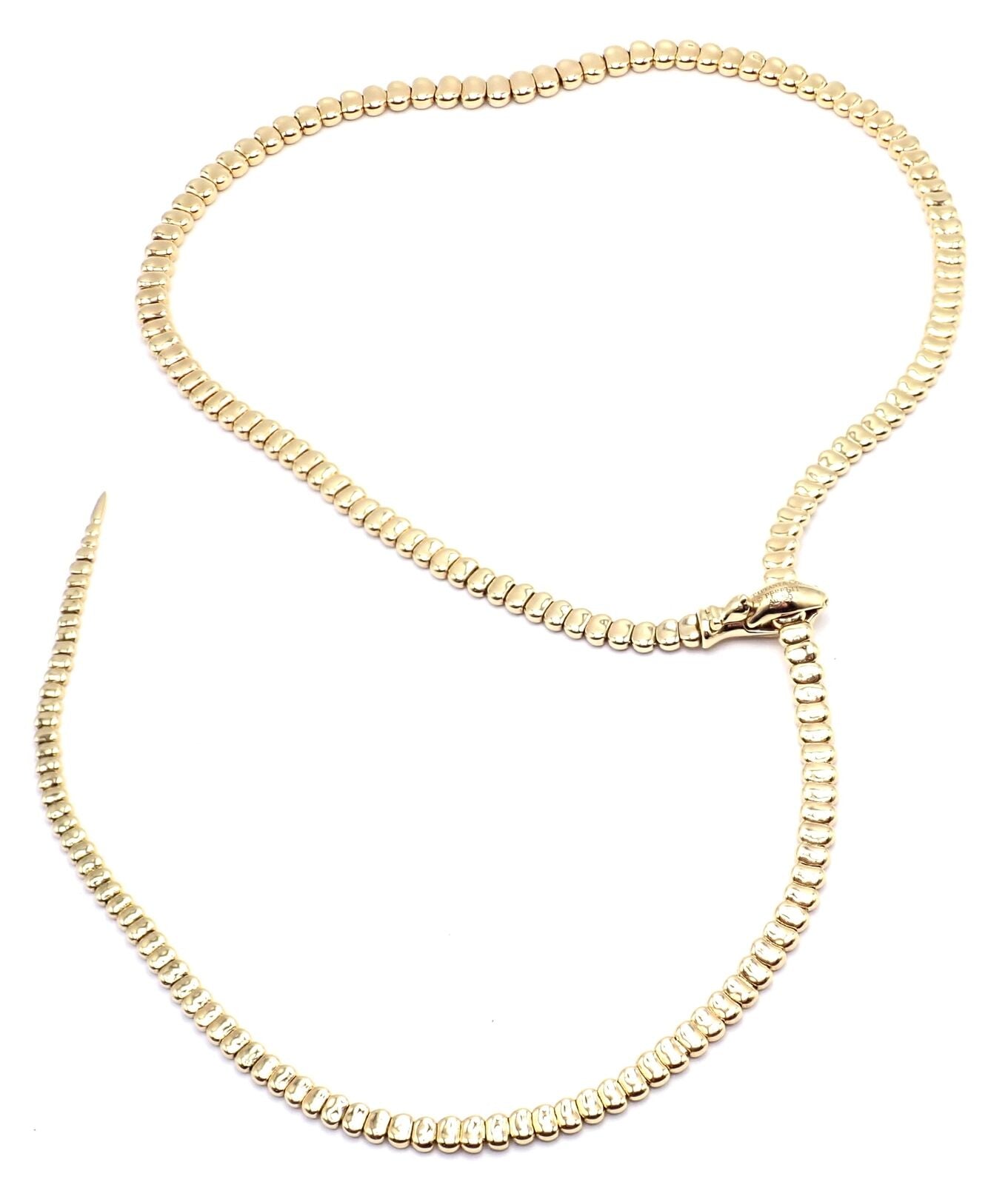 Authentic! Tiffany & Co Elsa Peretti 18k Yellow Gold Snake Lariat Long Necklace | Fortrove