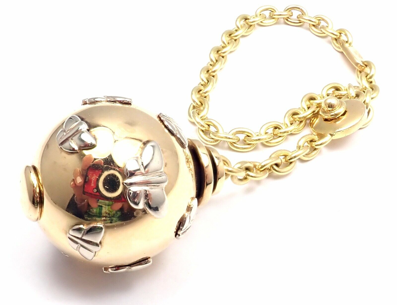 Bulgari Jewelry & Watches:Fine Jewelry:Rings Authentic! Bvlgari Bulgari 18k Yellow And White Gold Butterfly Globe Keychain