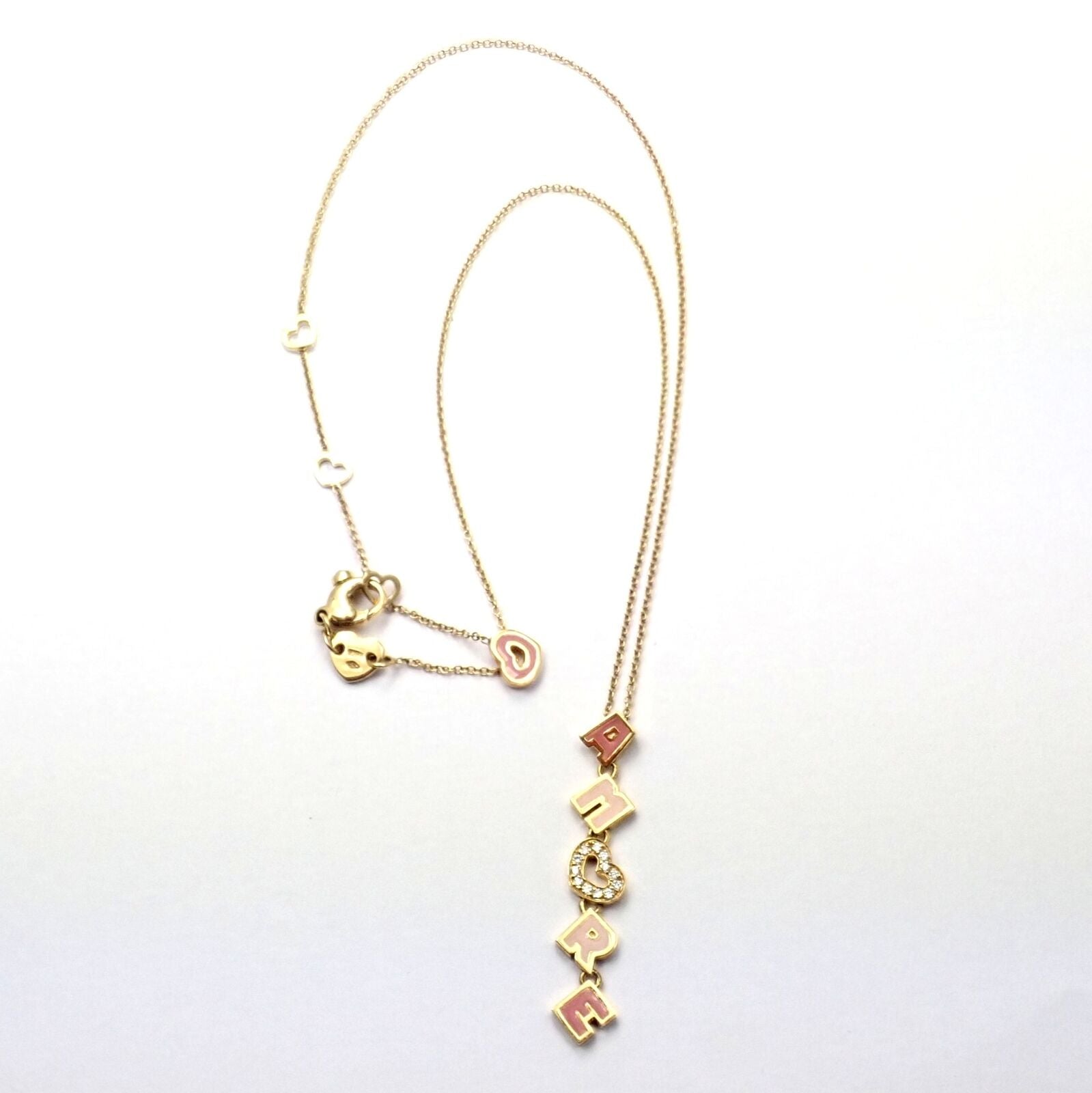 Pasquale Bruni Jewelry & Watches:Fine Jewelry:Necklaces & Pendants Authentic Pasquale Bruni 18k Yellow Gold Diamond Enamel Amore Pendant Necklace