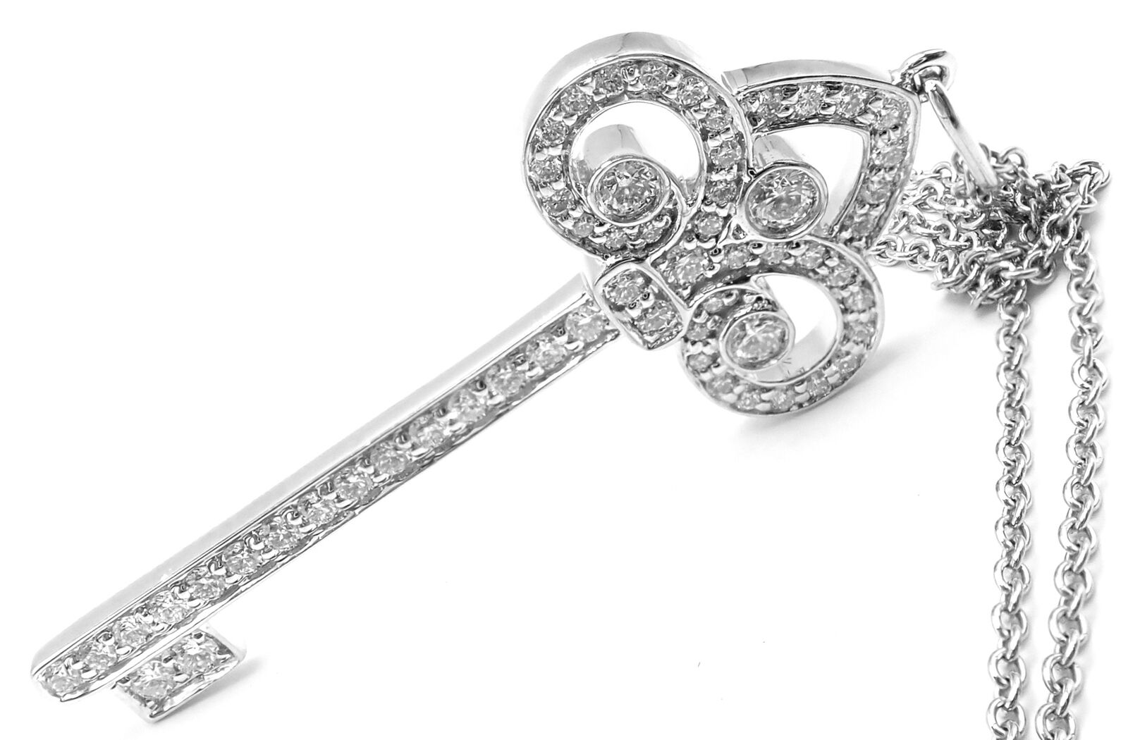 Tiffany & Co. Jewelry & Watches:Fine Jewelry:Necklaces & Pendants Rare! Tiffany & Co 18k White Gold Fleur De Lis Key Pendant Necklace