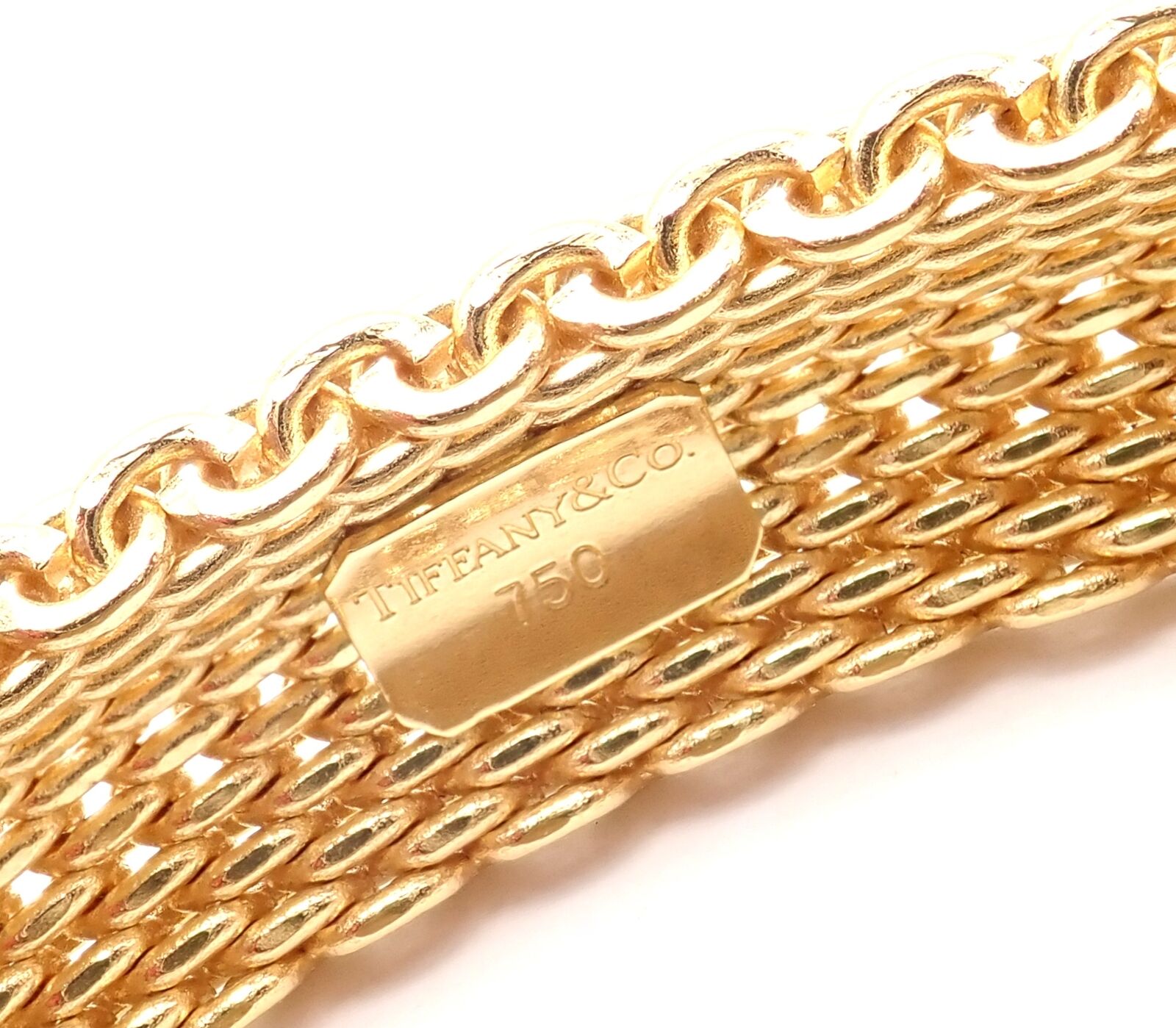 Tiffany & Co. Jewelry & Watches:Fine Jewelry:Bracelets & Charms Authentic! Tiffany & Co 18k Yellow Gold Somerset Mesh Bangle Bracelet 91.9 Grams