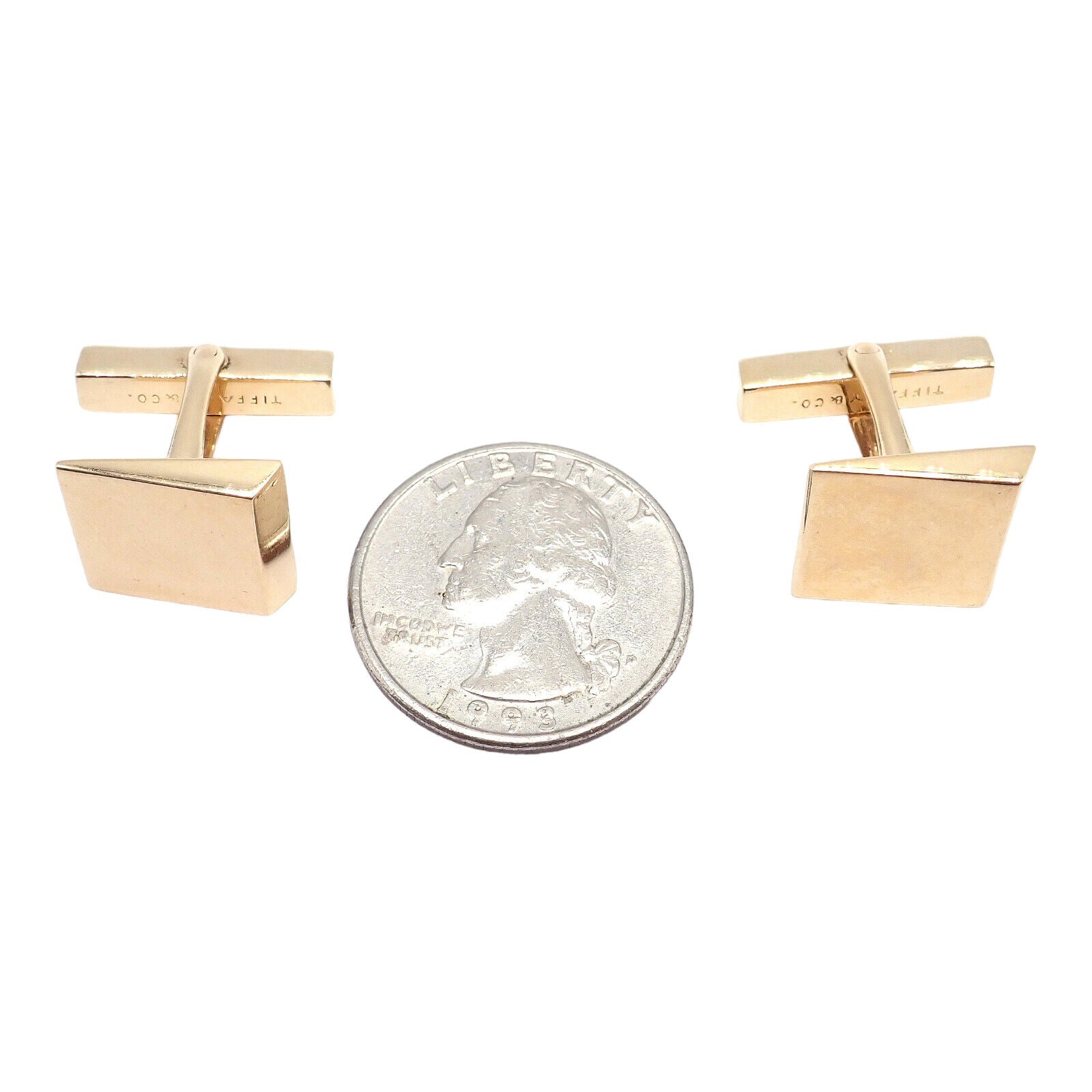 Tiffany & Co. Jewelry & Watches:Men's Jewelry:Cufflinks Vintage Authentic! Tiffany & Co 14k Yellow Gold Square Angled Cufflinks
