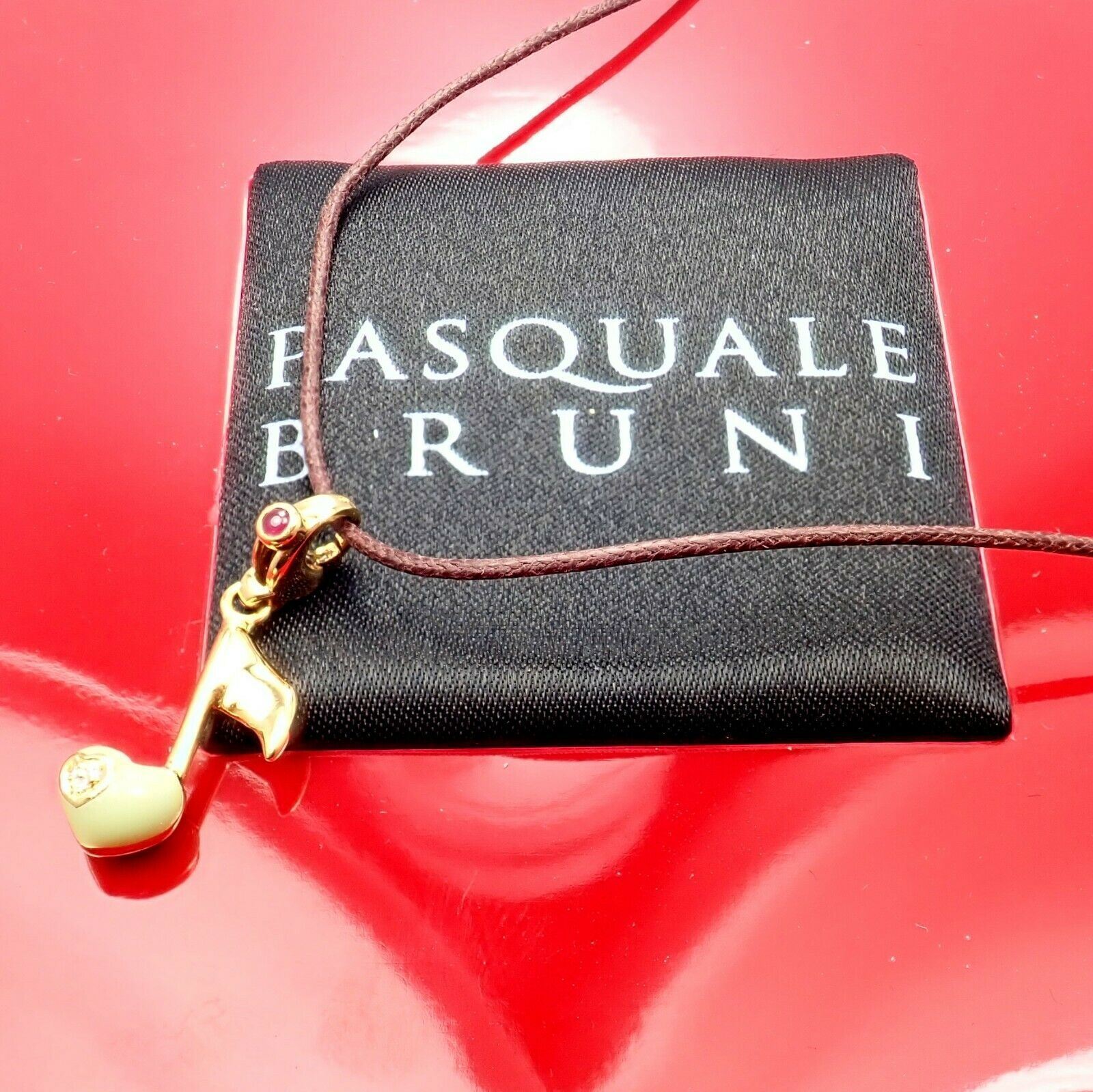 Pasquale Bruni Jewelry & Watches:Fine Jewelry:Necklaces & Pendants Pasquale Bruni 18k Yellow Gold 0.08ctw Diamond Enamel Music Note Charm Necklace