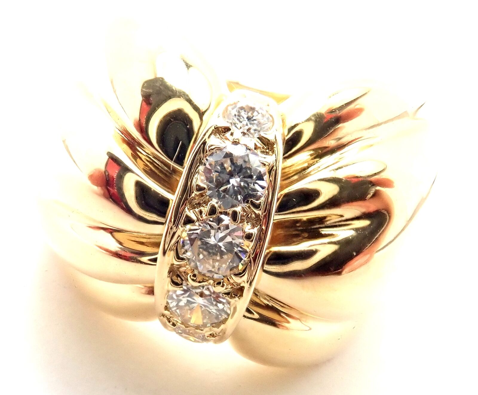 Van Cleef & Arpels Jewelry & Watches:Fine Jewelry:Rings Rare! Authentic Van Cleef & Arpels 18k Yellow Gold Diamond Bow Design Band Ring