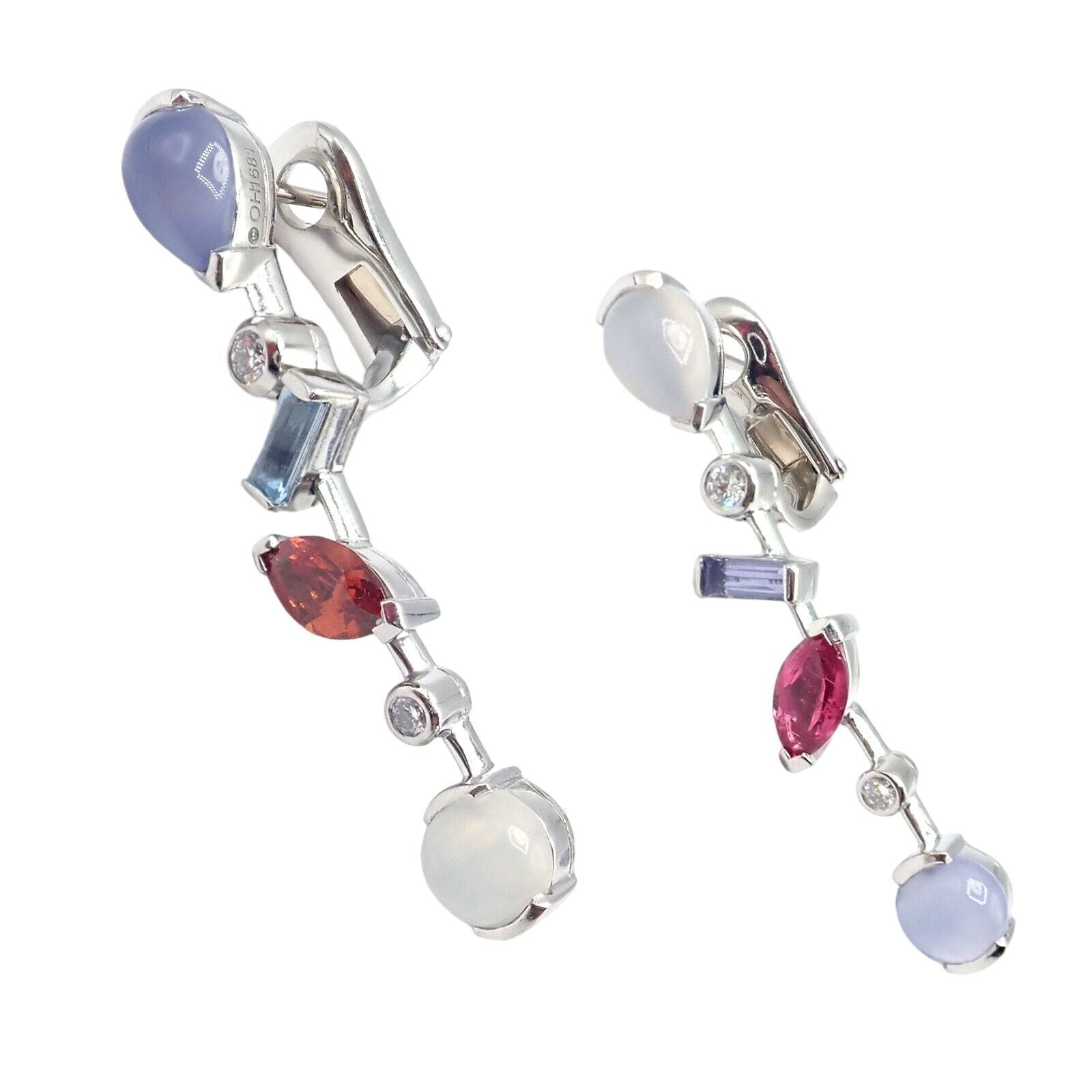 Cartier Jewelry & Watches:Fine Jewelry:Earrings Authentic! Cartier Platinum Diamond Meli Melo Gemstone Earrings w/Paper