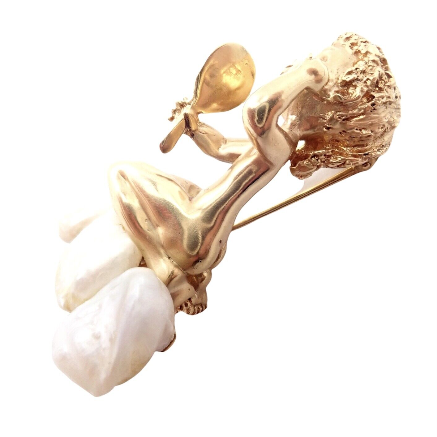 Ruser Jewelry & Watches:Vintage & Antique Jewelry:Brooches & Pins Rare Large Ruser 14k Yellow Gold Sapphire Pearl Mondays Child Pin Brooch