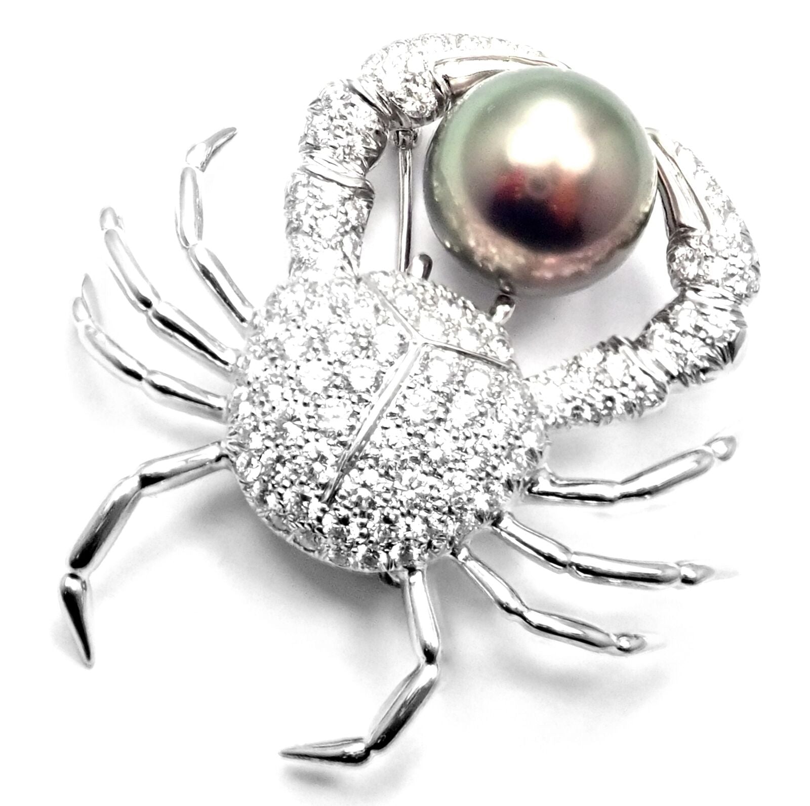 Tiffany & Co. Jewelry & Watches:Fine Jewelry:Brooches & Pins Rare! Authentic Tiffany & Co Platinum Crab 2.70ct Diamond Pearl Pin Brooch