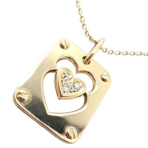 Rare! Christian Dior 18k Yellow Gold Diamond Ace Of Hearts Card Pendant  Necklace