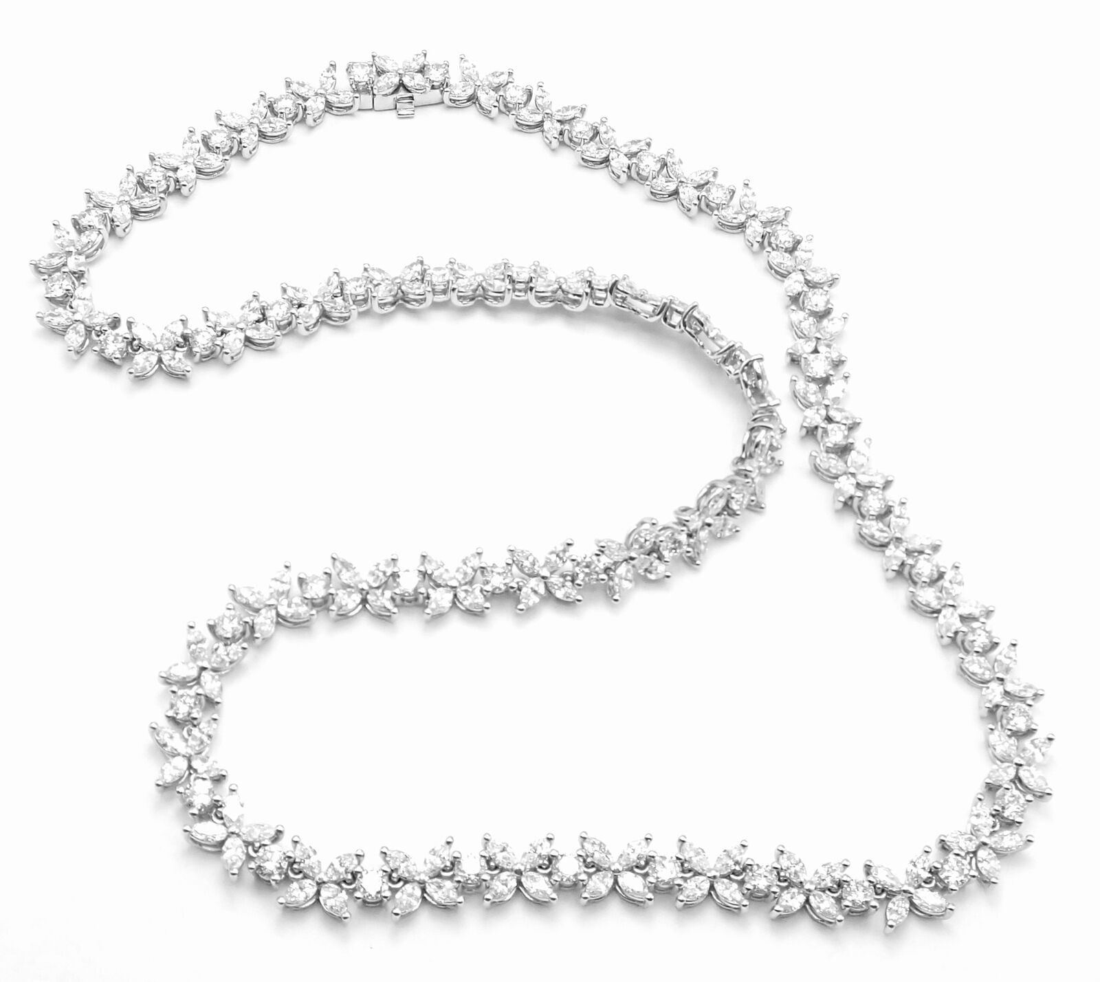 Tiffany Victoria® graduated line necklace in platinum with diamonds.