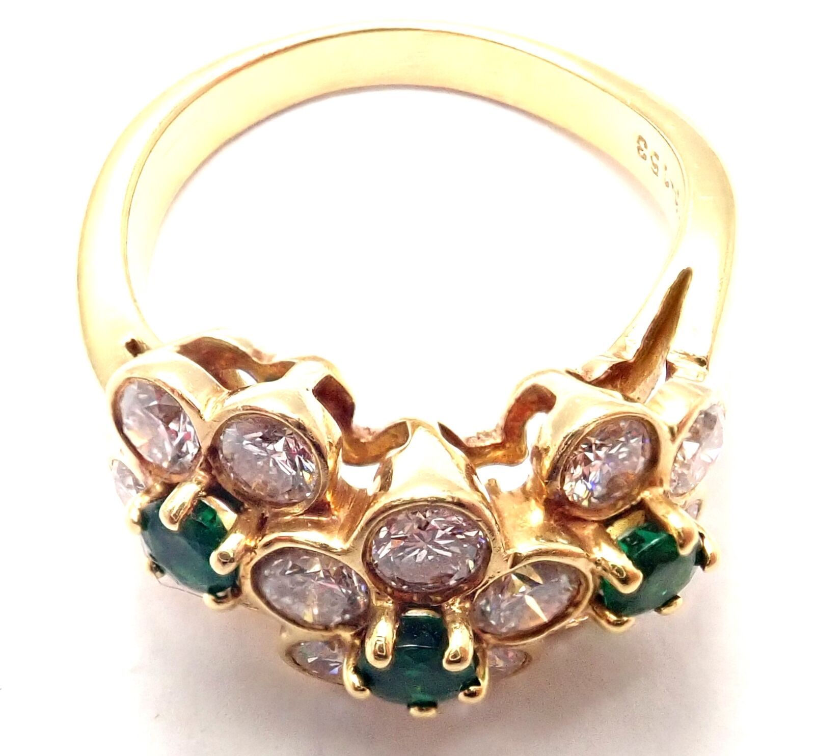 Van Cleef & Arpels Jewelry & Watches:Fine Jewelry:Rings Authentic! Van Cleef & Arpels 18k Yellow Gold Emerald Diamond Fleurette Ring