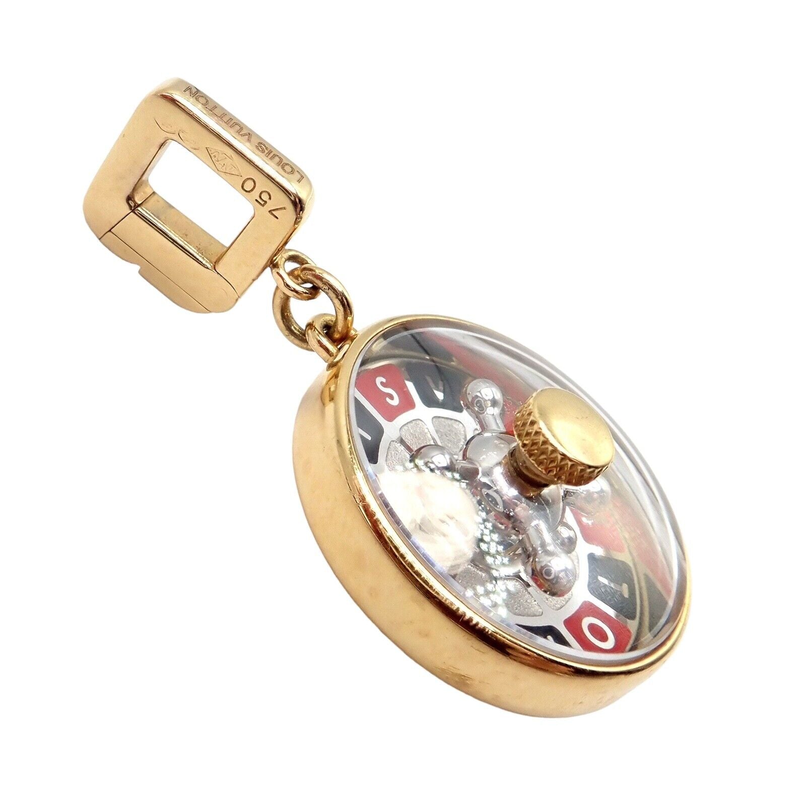 Louis Vuitton Jewelry & Watches:Fine Jewelry:Bracelets & Charms Louis Vuitton LV 18k Yellow Gold Working Roulette Wheel Good Luck Charm Pendant