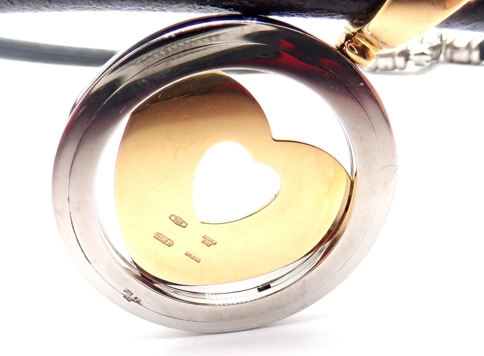 Bulgari Jewelry & Watches:Fine Jewelry:Necklaces & Pendants Authentic! Bvlgari Bulgari Tondo 18k Yellow Gold Steel Heart Pendant Necklace