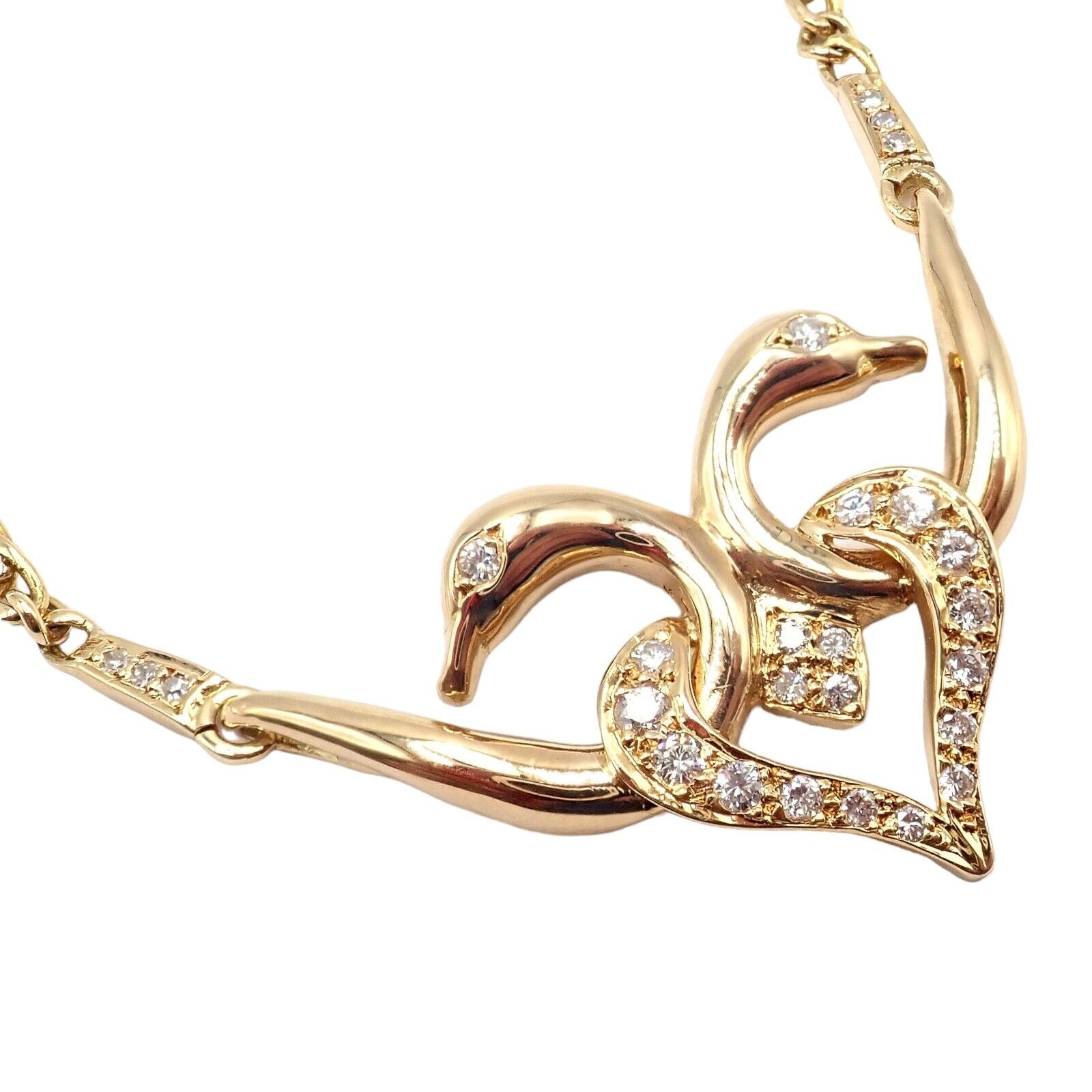 Lalaounis Jewelry & Watches:Vintage & Antique Jewelry:Necklaces & Pendants Ilias Lalaounis 18k Yellow Gold Diamond Greek Double Swan Heart Necklace
