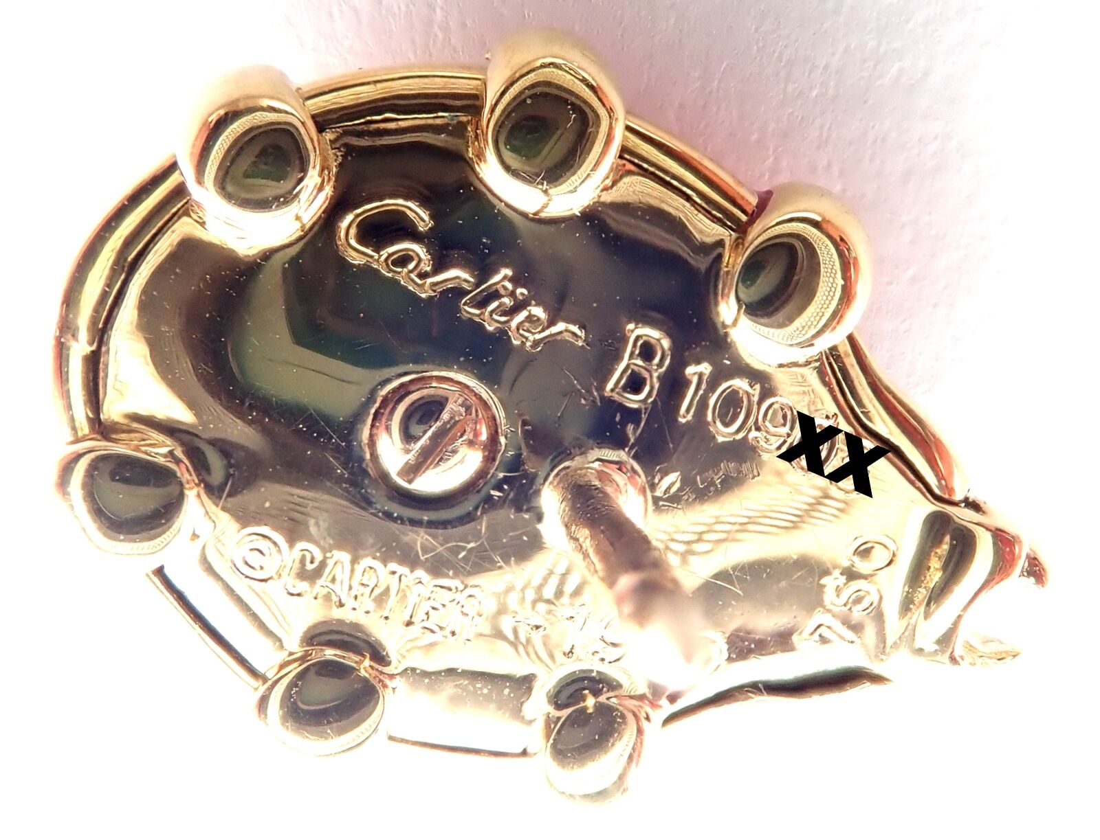 Authentic Vintage Cartier 18k Yellow Gold Red Enamel Ladybug Pin