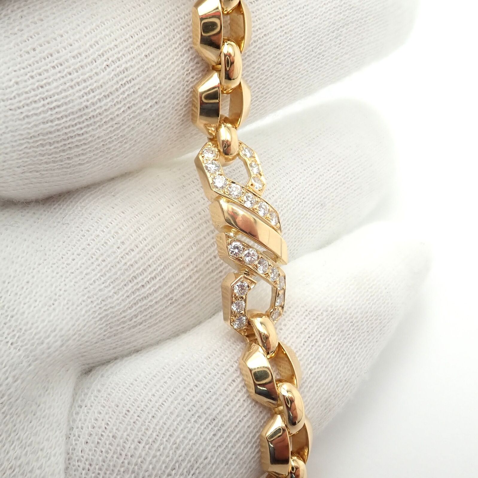 Cartier Jewelry & Watches:Fine Jewelry:Bracelets & Charms Authentic! Cartier Vintage Fox Trot 18k Yellow Gold Diamond Bracelet 1980's