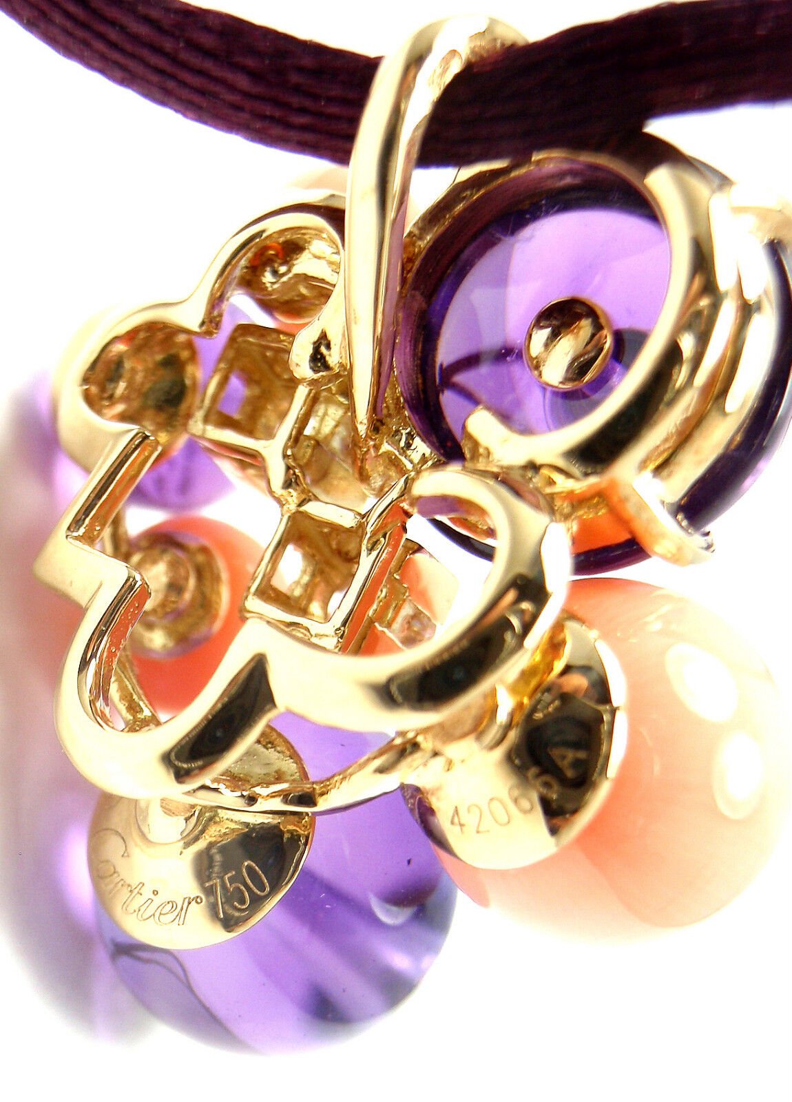 Cartier Jewelry & Watches:Fine Jewelry:Necklaces & Pendants Rare! Cartier Délices de Goa 18k Gold Diamond Coral Amethyst Pendant Necklace