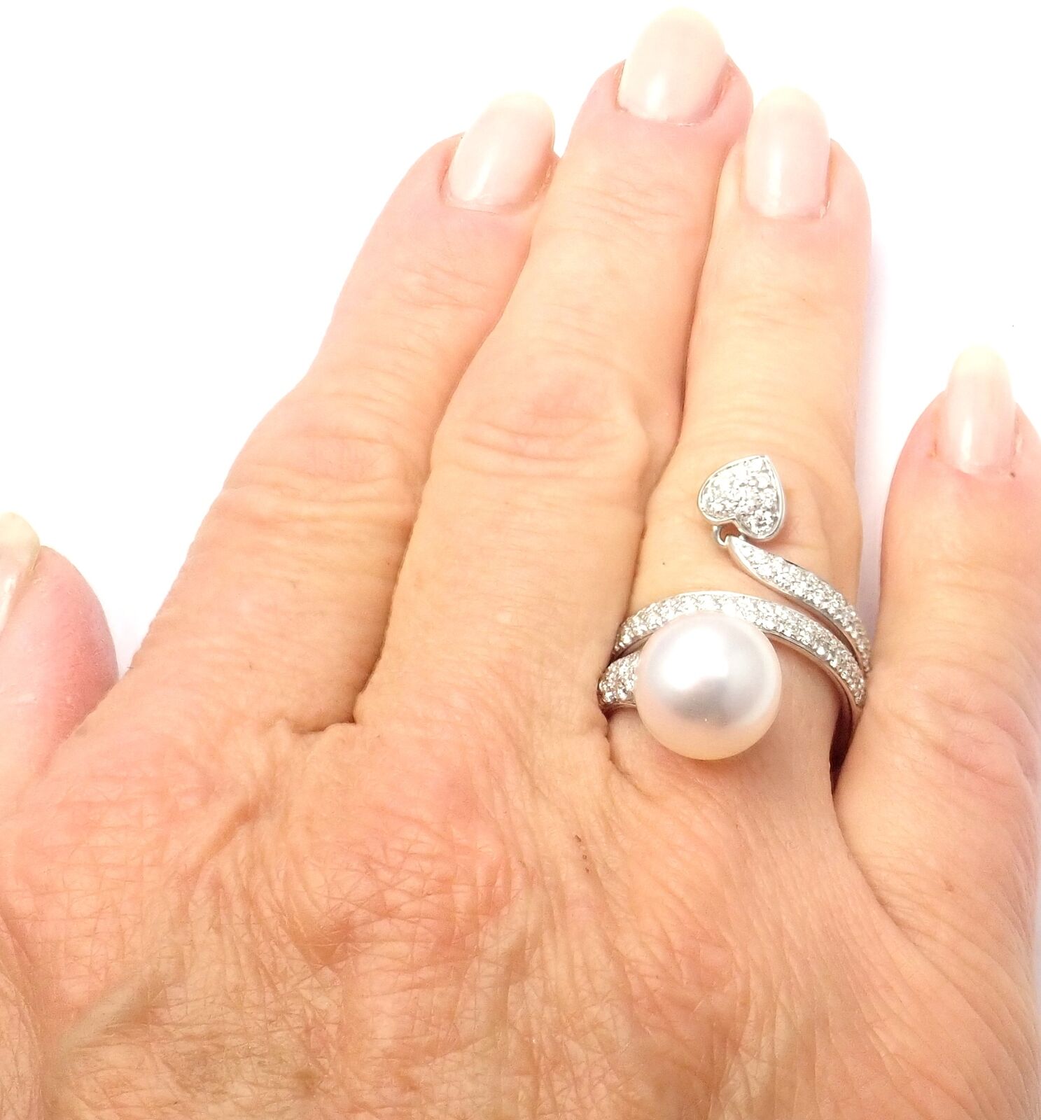 Rare! Authentic Mikimoto 18k White Gold Diamond South Sea Pearl