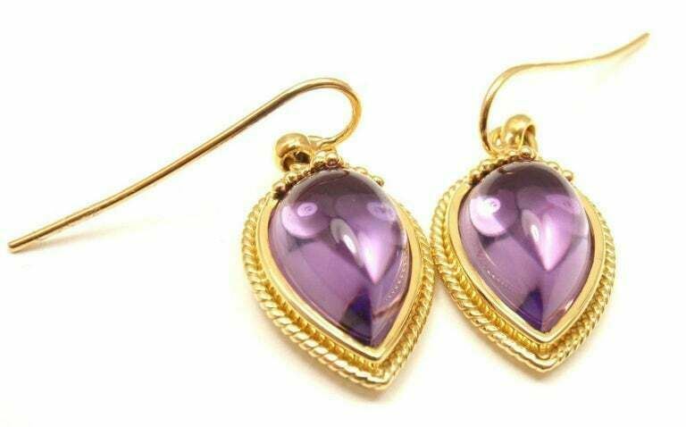 Temple St Clair Jewelry & Watches:Fine Jewelry:Earrings New! Authentic Temple St. Clair 18k Yellow Gold Chinese Bead Amethyst Earrings