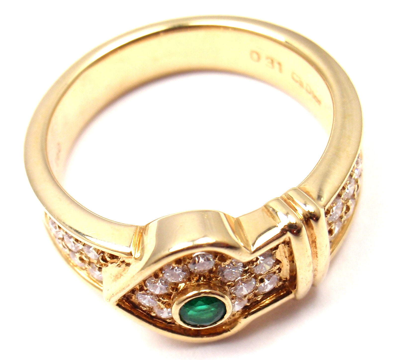 Christian Dior Jewelry & Watches:Fine Jewelry:Rings Rare! Authentic Christian Dior 18k Yellow Gold Diamond Emerald Ring