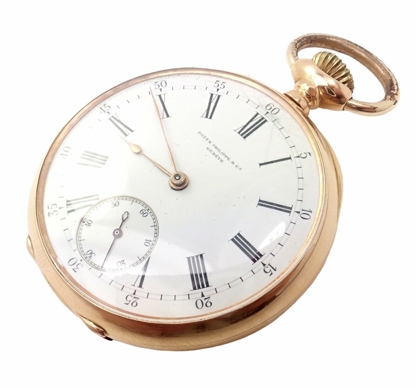 Rare Patek Philippe 18K Yellow Gold Triple Signed 20s Pocket Watch C. 1890 s