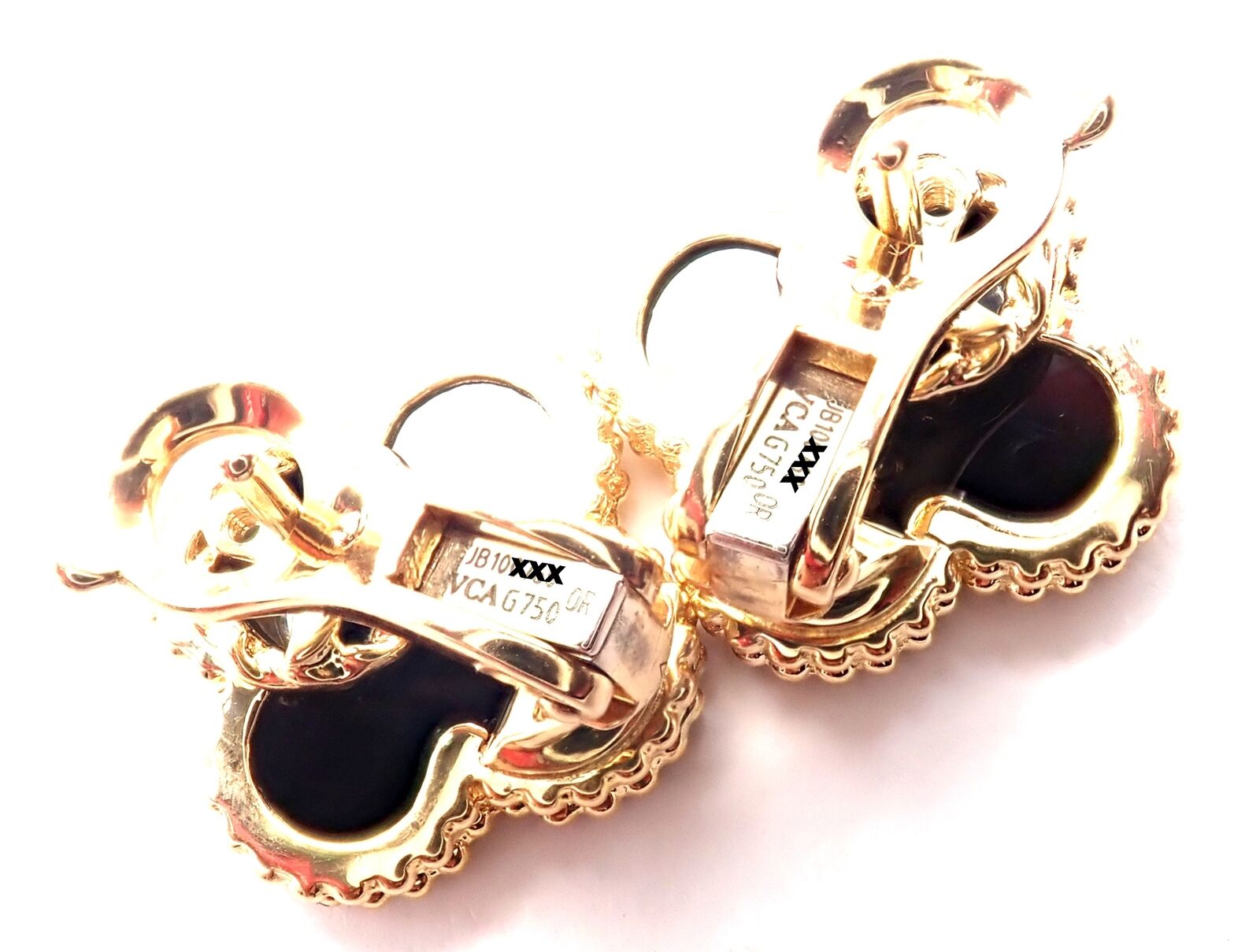 Van Cleef & Arpels Jewelry & Watches:Fine Jewelry:Earrings Van Cleef & Arpels Vintage Alhambra 18k Yellow Gold Black Onyx Earrings Cert.