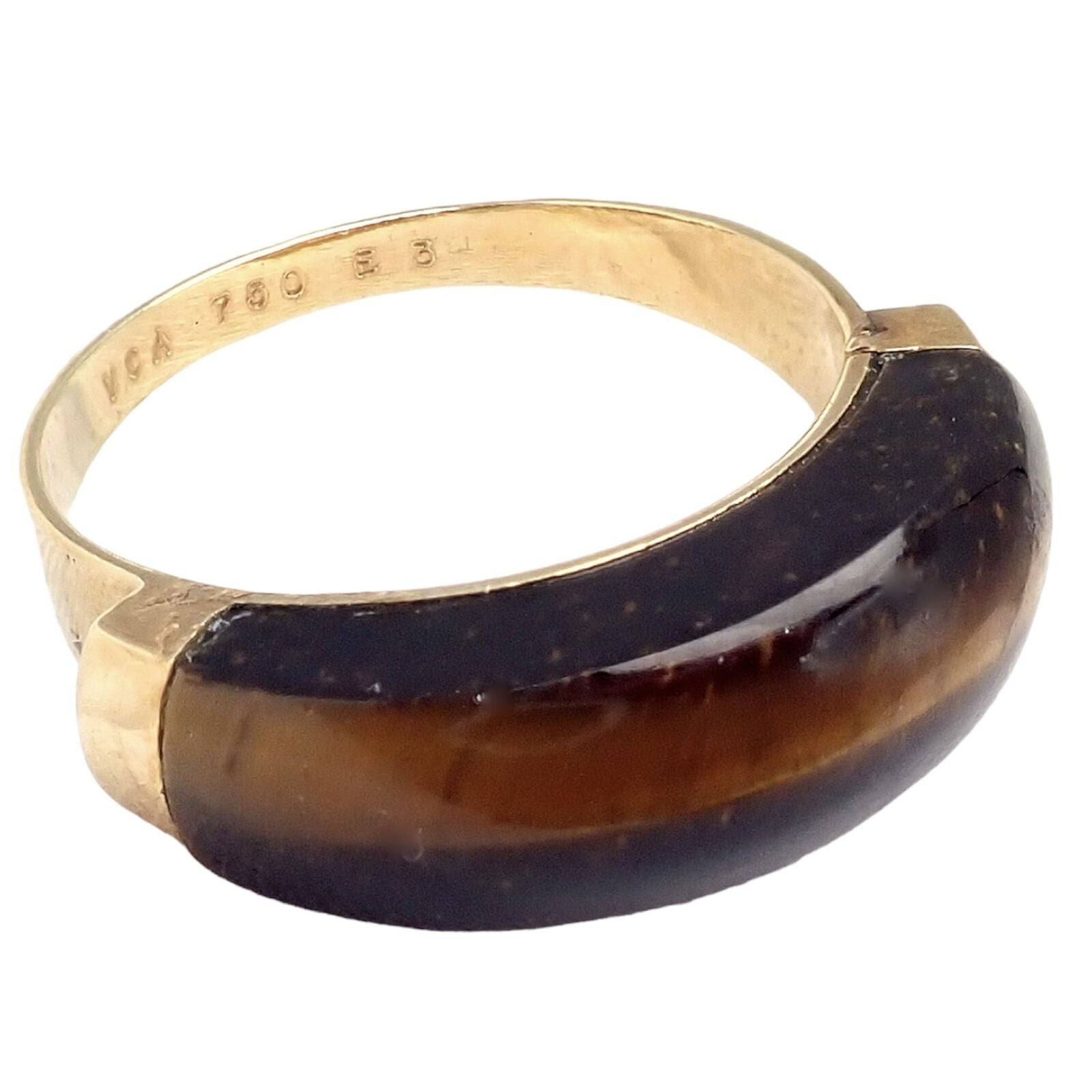 Van Cleef & Arpels Jewelry & Watches:Fine Jewelry:Rings Rare! Authentic Vintage Van Cleef & Arpels 18k Yellow Gold Tiger Eye Band Ring