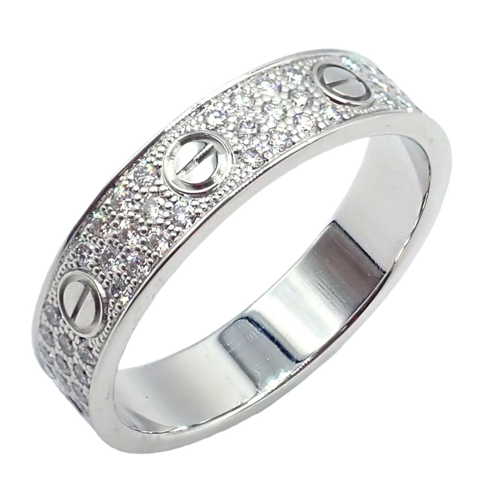 Cartier Jewelry & Watches:Fine Jewelry:Rings Authentic! Cartier Love 18k White Gold Diamond Paved Ring sz 8 57