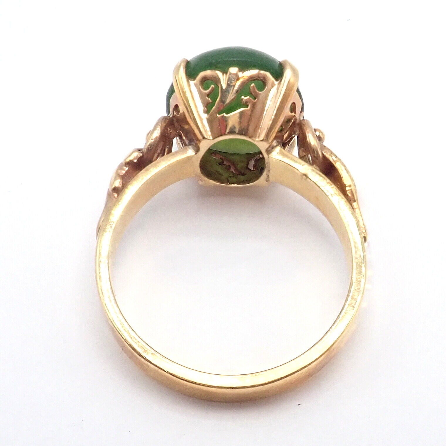 MG Jewelry & Watches:Vintage & Antique Jewelry:Rings Vintage Estate 14k Yellow Gold Jade MG Ring sz 5