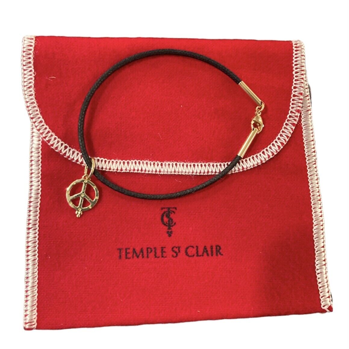 Temple St. Clair Jewelry & Watches:Fine Jewelry:Bracelets & Charms Temple St Clair 18k Peace Symbol Charm Cord Bracelet