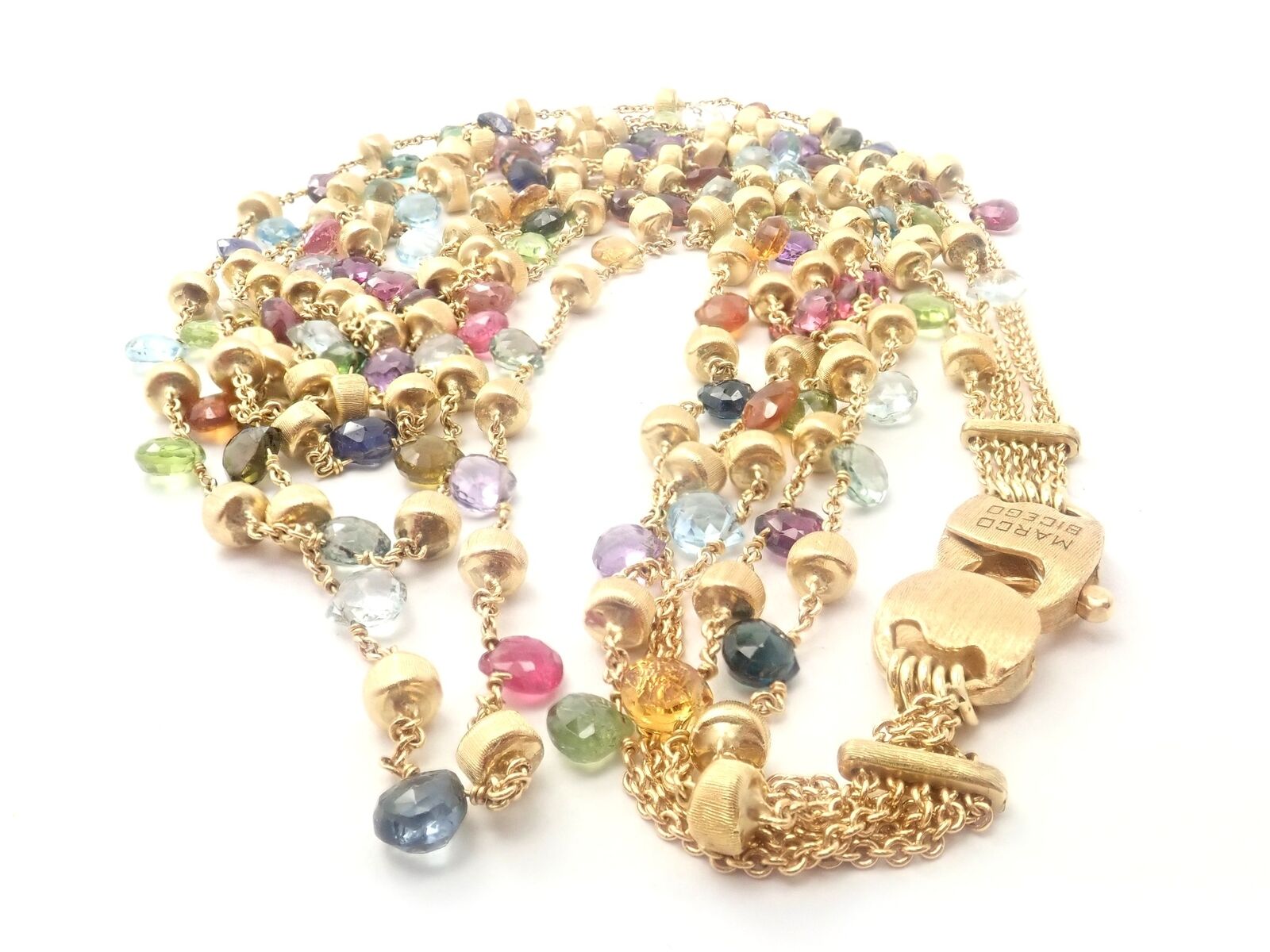 Marco Bicego Jewelry & Watches:Fine Jewelry:Necklaces & Pendants Marco Bicego 18k Yellow Gold Paradise Multicolor Gems 5 Strand Necklace 16"
