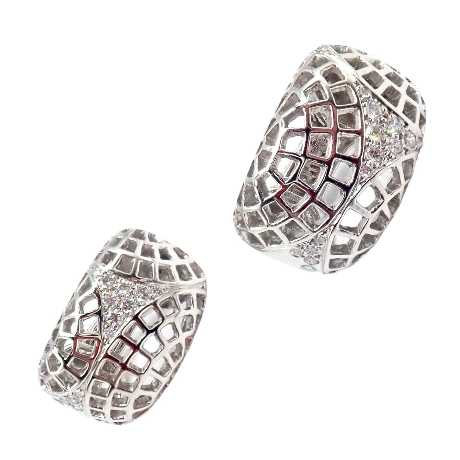 Authentic Cartier 18k White Gold Diamond Nouvelle Vague Earrings