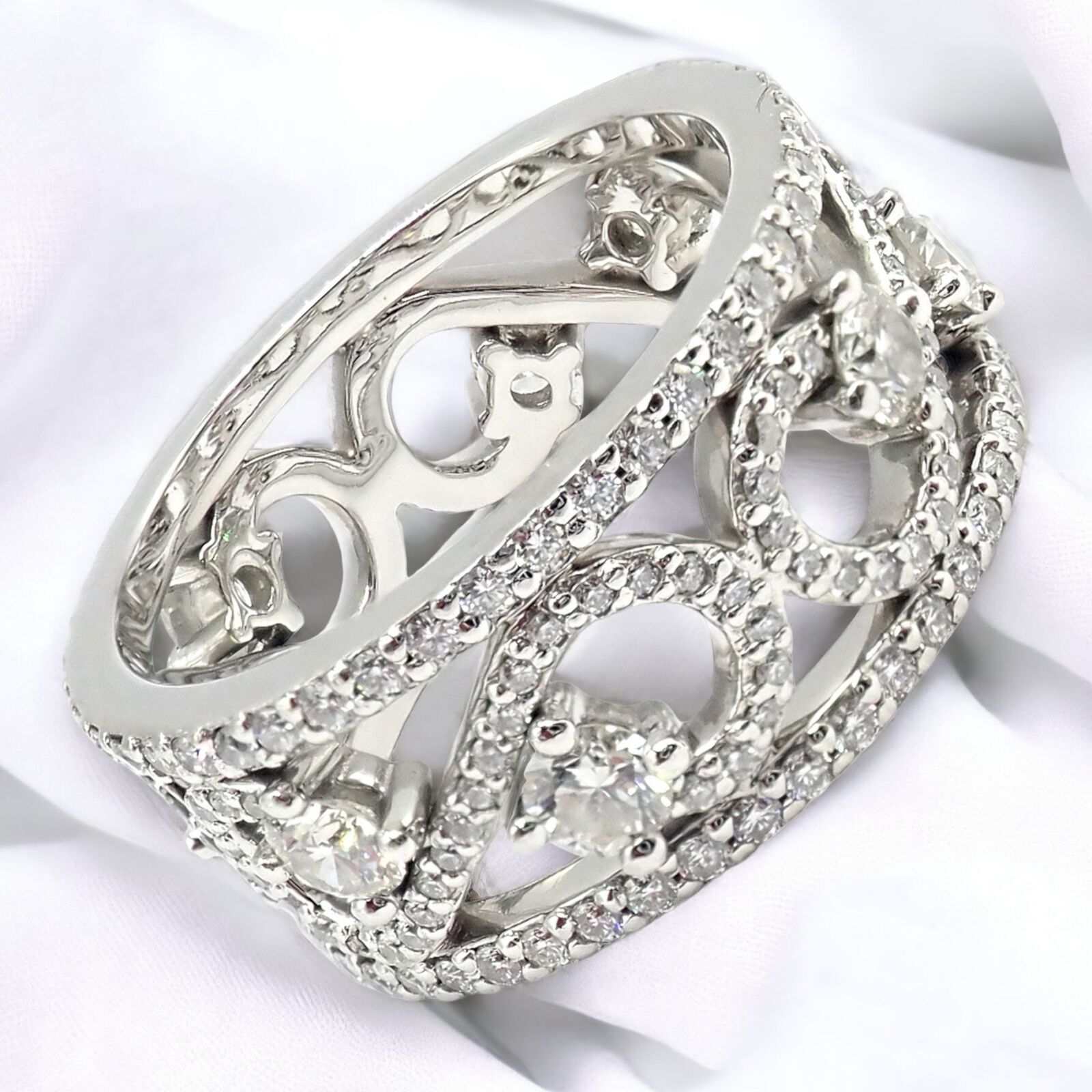 Tiffany & Co. Jewelry & Watches:Fine Jewelry:Rings Authentic! Tiffany & Co Platinum Diamond Enchant Scroll Wide Band Ring Size 6