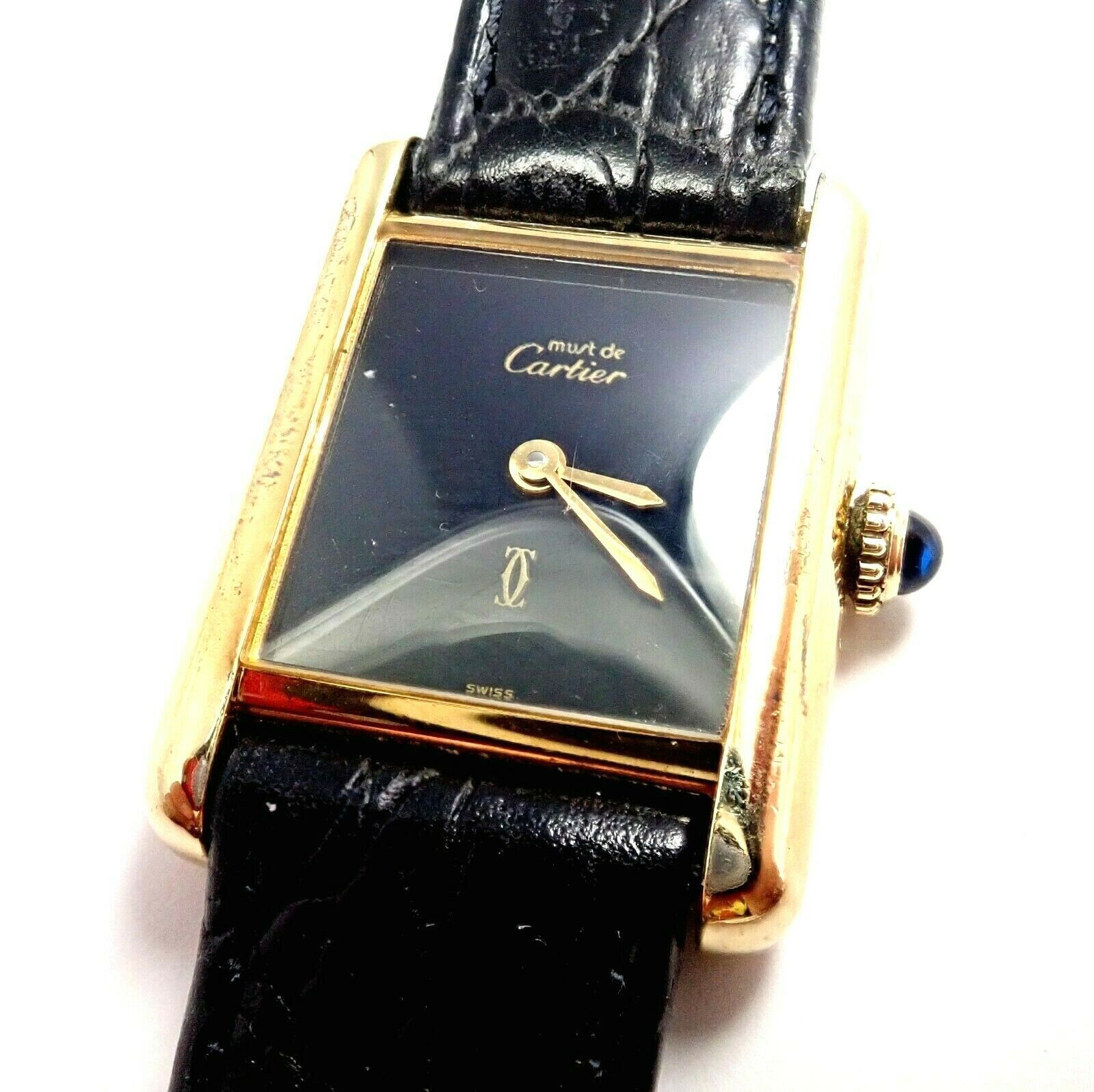 Cartier Jewelry & Watches:Watches, Parts & Accessories:Watches:Wristwatches Cartier Must De Silver 925 Argent Vermeil Manual Wind Watch
