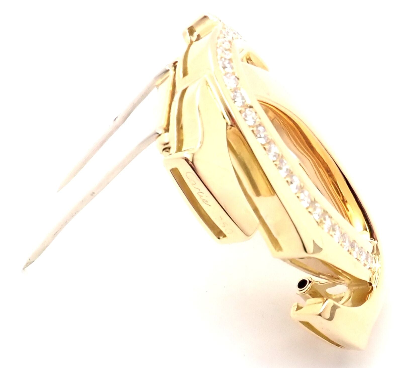 Cartier Jewelry & Watches:Fine Jewelry:Brooches & Pins Authentic! Cartier Penelope Double C 18k Yellow Gold Diamond Large Brooch Pin