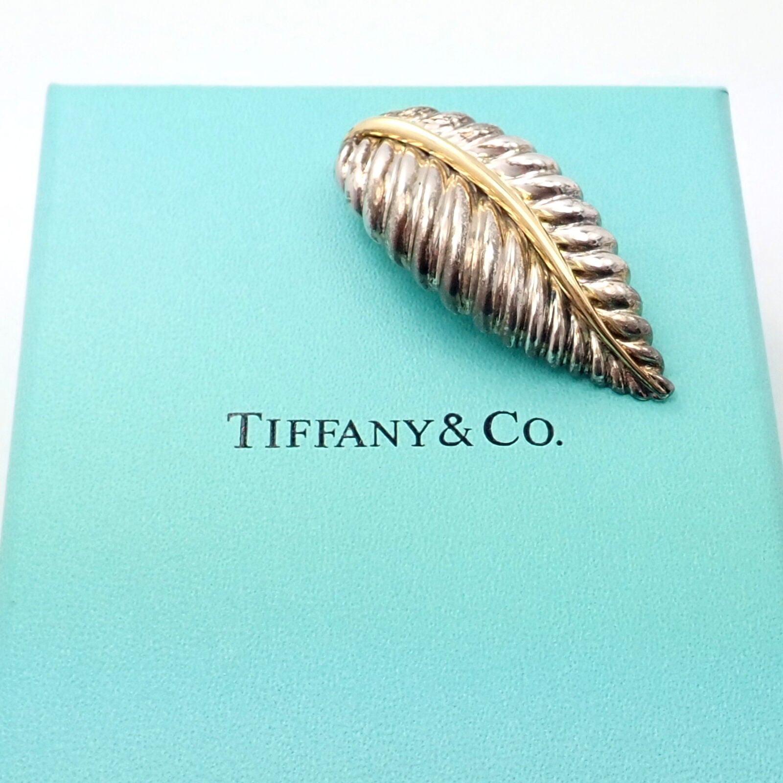 Tiffany & Co. Jewelry & Watches:Fine Jewelry:Brooches & Pins Authentic! Tiffany & Co 18k Yellow Gold Silver Leaf Pin Brooch 2003
