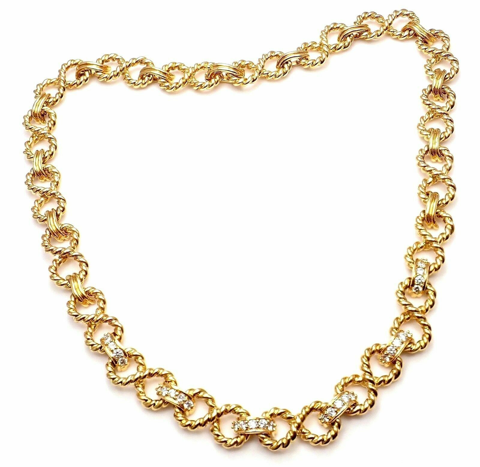 Tiffany & Co. Jewelry & Watches:Fine Jewelry:Necklaces & Pendants Authentic! Tiffany & Co 18k Yellow Gold Figure 8 Rope Link Diamond Necklace 15"