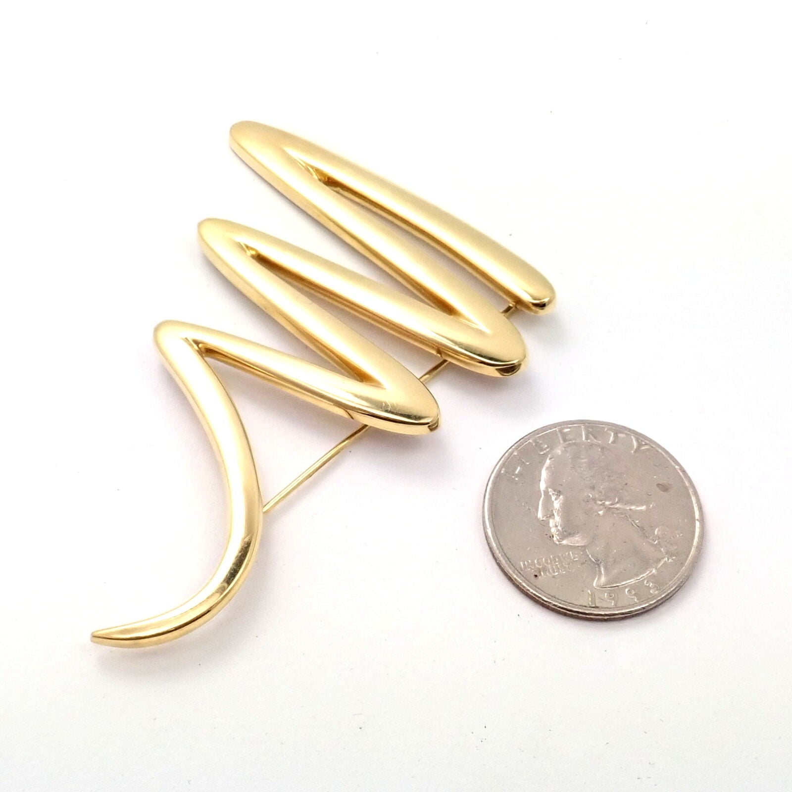 Tiffany & Co. Jewelry & Watches:Fine Jewelry:Brooches & Pins Rare Tiffany & Co 18k Yellow Gold Picasso Large Squiggle Zig Zag Pin Brooch 1983