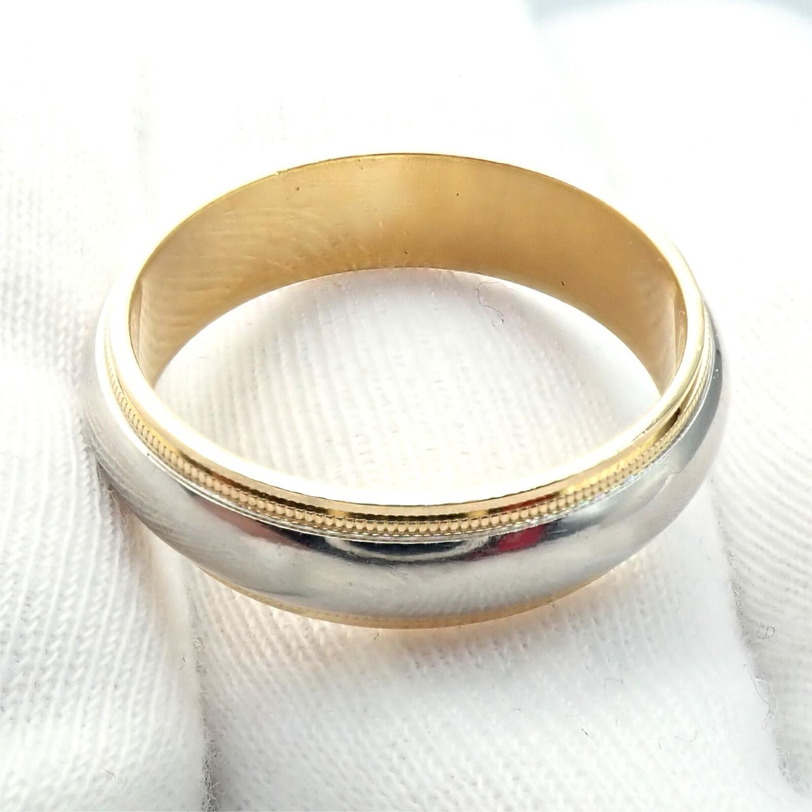 Tiffany & Co. Jewelry & Watches:Fine Jewelry:Rings Tiffany & Co. 18k Yellow Gold Platinum 6mm Band Classic Milgrain Ring Sz 10.5