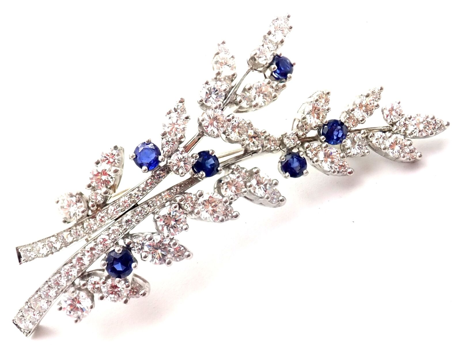 Tiffany & Co. Jewelry & Watches:Fine Jewelry:Brooches & Pins Authentic! Vintage Tiffany & Co. Platinum Diamond Sapphire Flower Pin Brooch